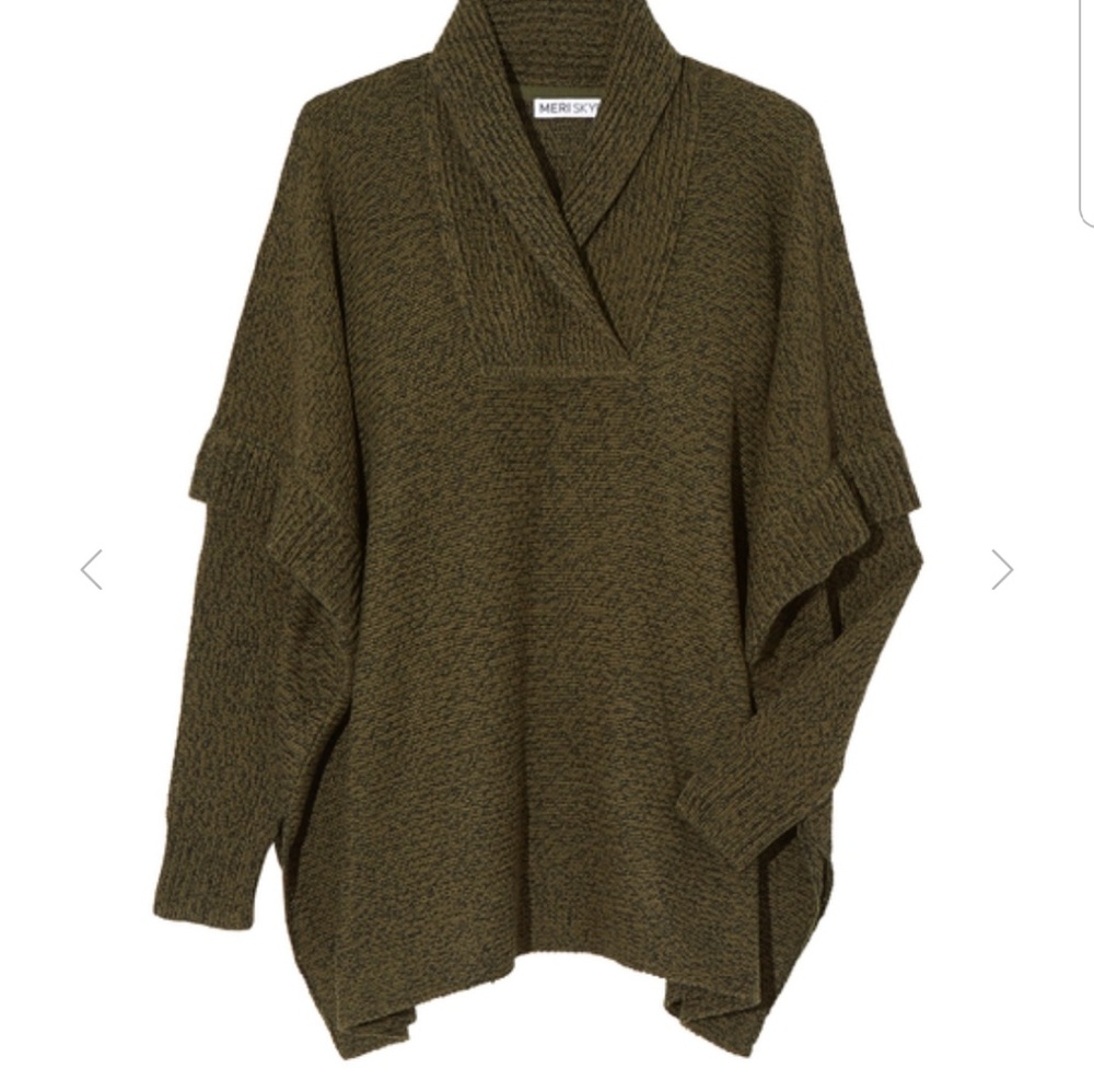 Arden 3/4 Sleeve V Neck Cross Over Poncho